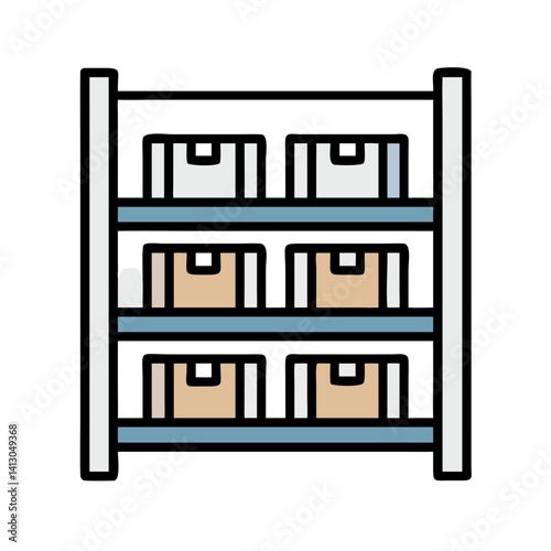 Warehouse Shelves Icon Representing Inventory Storage and Industrial Organisation