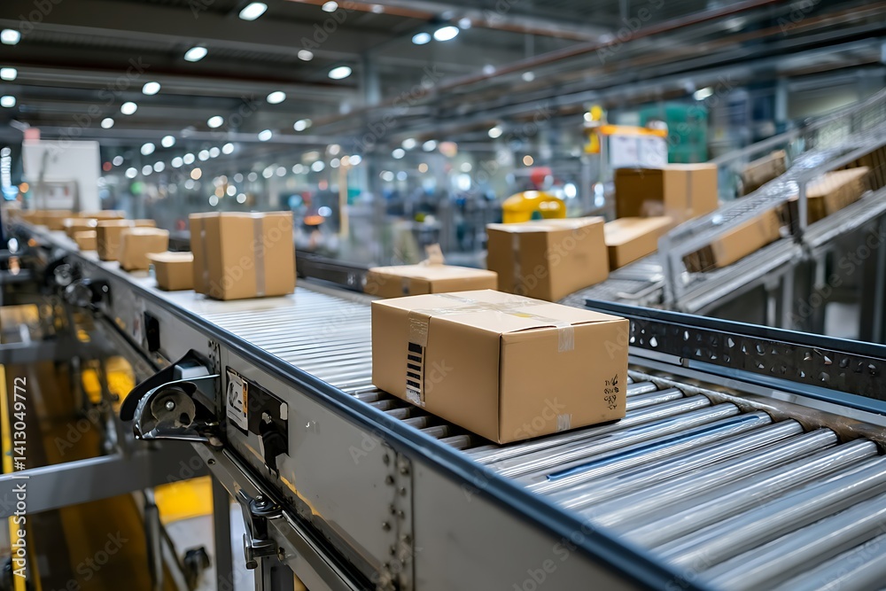 warehouse conveyor belts transport stacks of cardboard boxes exemplifying optimized logistical planning and systematic inventory management practices
warehouse conveyor belts transport stacks of cardboard boxes exemplifying optimized logistical planning and systematic inventory management practices