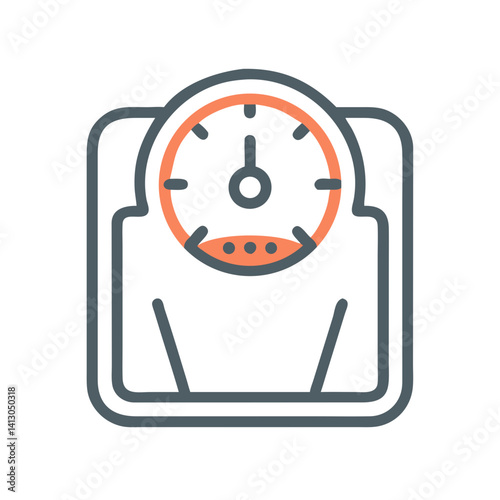 Weight Scale with Gauge Icon Representing Body Measurement and Fitness Tracking
