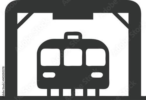 Subway Train Station Icon Vector, Metro Transport Silhouette, Flat Design, Isolated