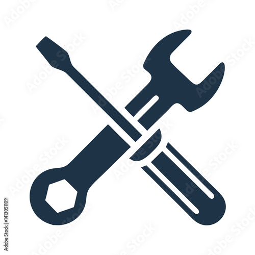 Wrench and Screwdriver Icon Representing Hardware Tools and Repair Services