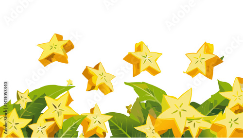 Obraz na płótnie set of star fruit falling vector design w salonie