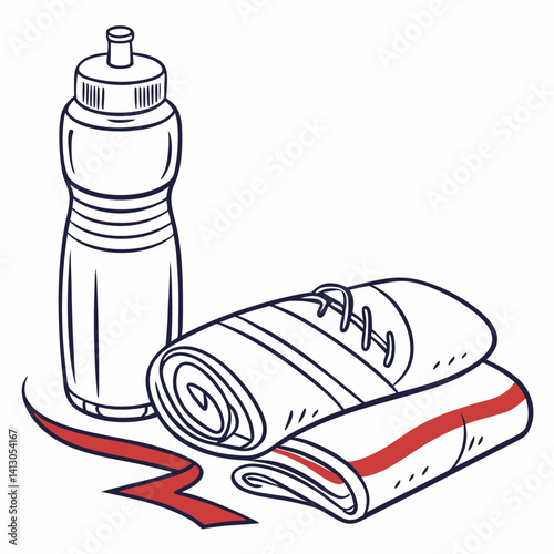 Sports water bottle with towels and ribbon for fitness activities  