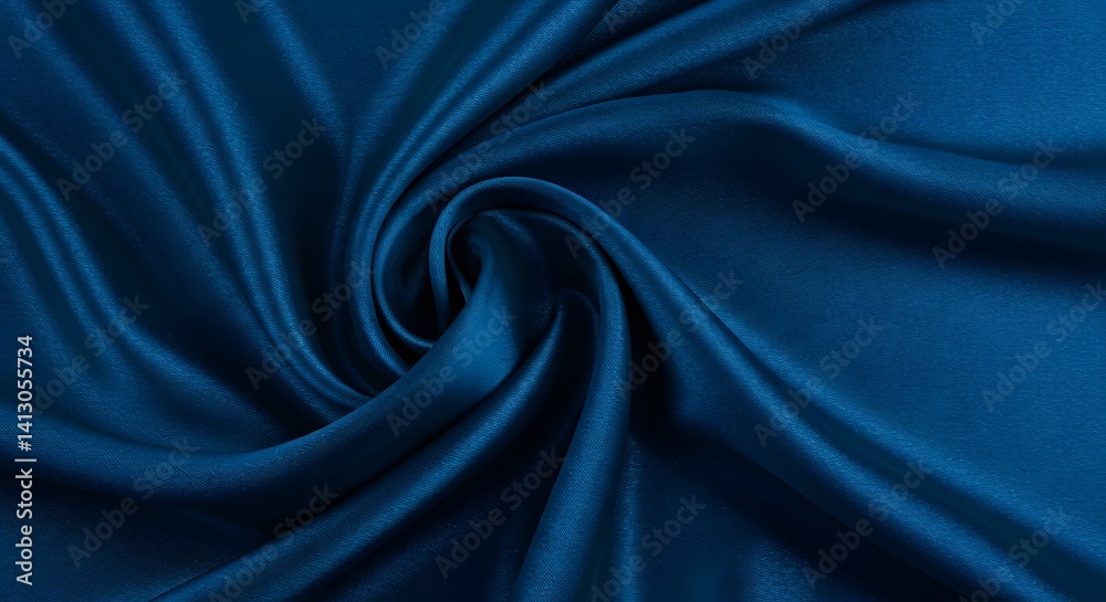 Obraz premium Twisted Dark Blue Silky Fabric with Elegant Folds