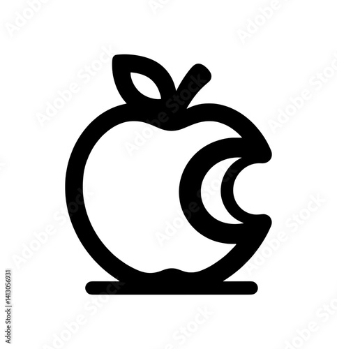 thick line drawing of a bitten apple on the right side