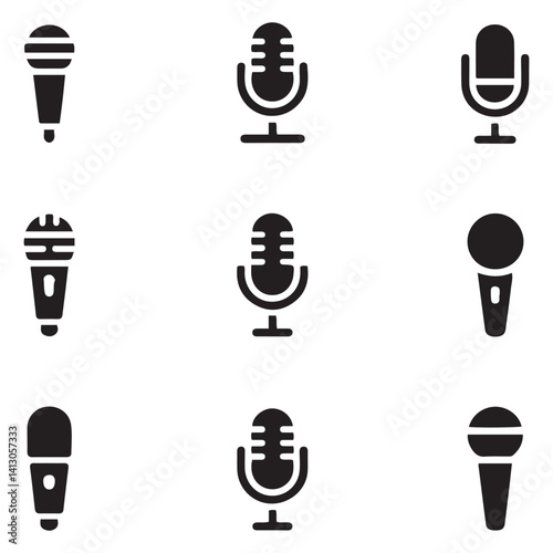 Microphone vector icon, mic symbol. Modern, simple flat Vector Black silhouettes illustration for web site or mobile app. with white background