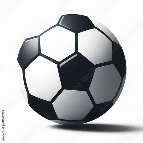 Soccer ball with a stylized design on white background for sports, football, and athletic competition concept