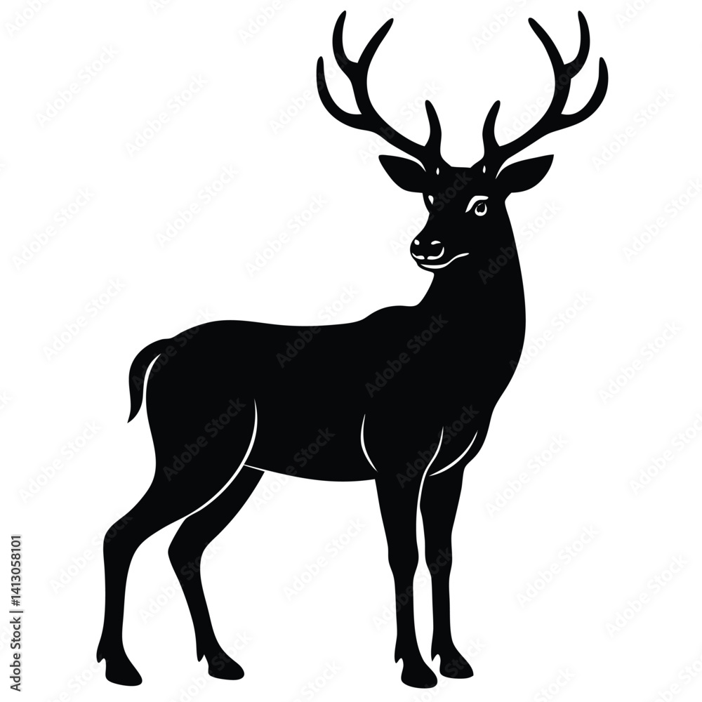 Fototapeta premium Red Deer Wildlife Illustration
