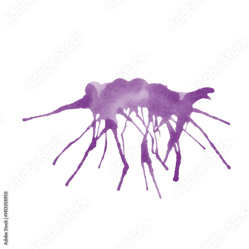 Abstract watercolor stroke of light purple color, hand drawn textured watercolor stain. Painted backdrop with brush stroke. For prints, logos, banners, icons, greeting cards, postcards, backgrounds.
