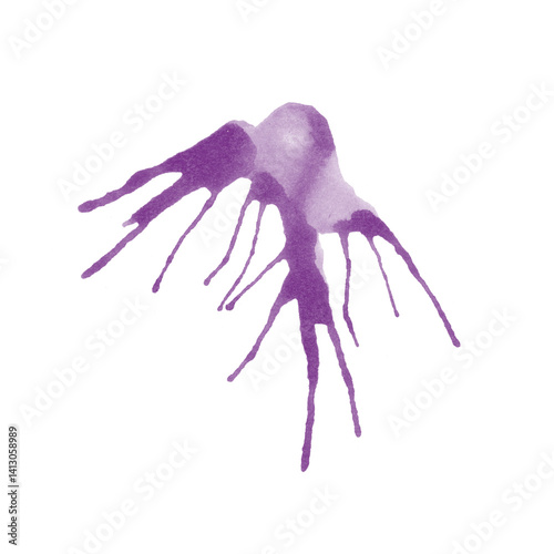 Abstract watercolor stroke of light purple color, hand drawn textured watercolor stain. Painted backdrop with brush stroke. For prints, logos, banners, icons, greeting cards, postcards, backgrounds.