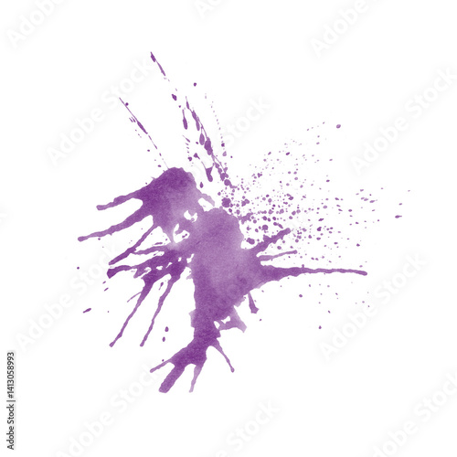 Abstract watercolor stroke of light purple color, hand drawn textured watercolor stain. Painted backdrop with brush stroke. For prints, logos, banners, icons, greeting cards, postcards, backgrounds.