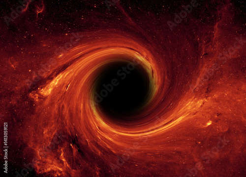 Obraz na płótnie Black hole in space. Black hole devours galaxy and stars. Wormhole, nebula and galaxy in deep outer space. w salonie