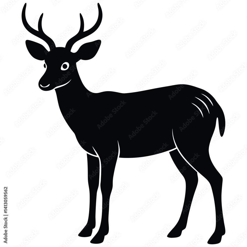 Obraz premium Sambar Forest Deer Silhouette