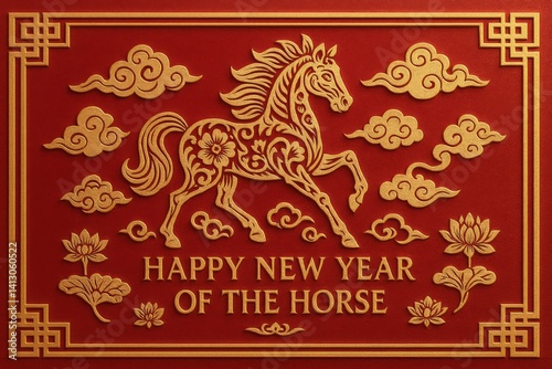 Celebrating the Lunar New Year With Vibrant Decorations Featuring a Horse