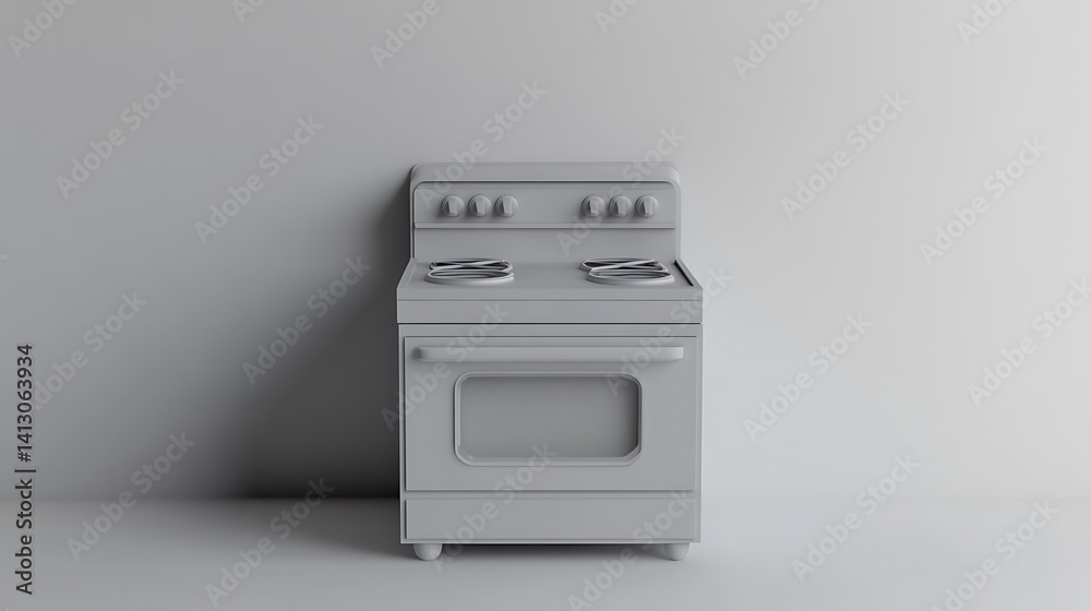 Retro Stove with Grey Kitchen, and Minimalist. Retro Stove with Grey Kitchen, and Minimalist.