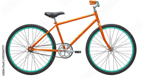 Isolated Orange City Bicycle