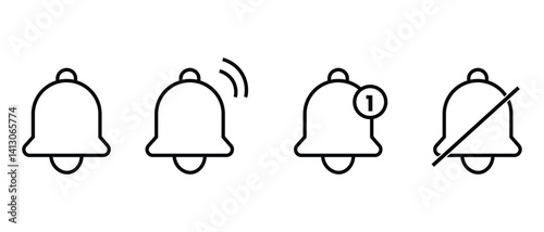 Notification Bell line icon vector isolated on white background