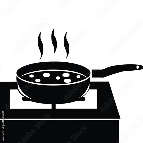 Black Frying Pan Icon | Cooking Pan Silhouette Vector Art