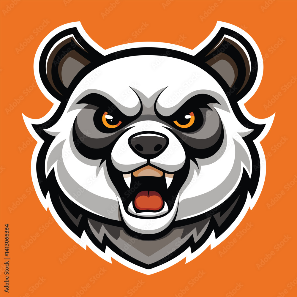 Fototapeta premium Fierce Panda Mascot Logo – Angry Cartoon Panda Face in Circle Emblem