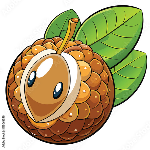 Cartoonish, stylized illustration of a custard apple