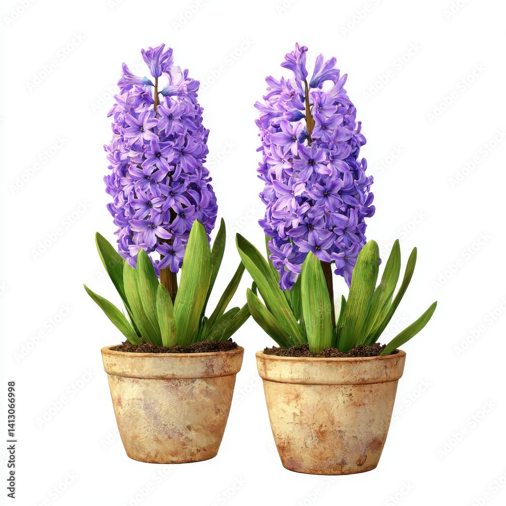 Fototapeta premium Hyacinth flower in pot isolated on white background image