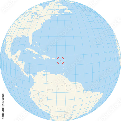 Locator map showing the location of Saint Kitts and Nevis