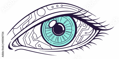 Cybernetic Eye A Futuristic Illustration of Artificial Intelligence and Human Vision