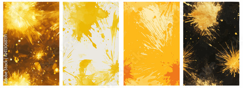 Vector pattern set of a single explosive burst in golden yellow background