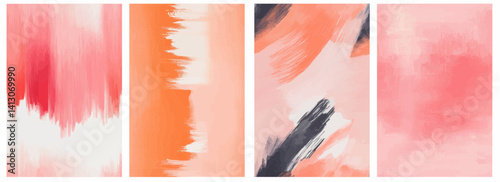 Vector pattern set of a wide pale peach brushstroke fading into emptiness background