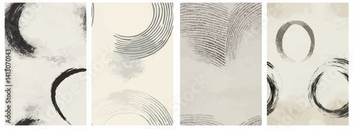 Vector pattern set of a faint gray circle drawn on an off-white background