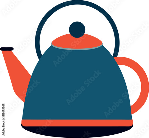 red teapot on a blue background