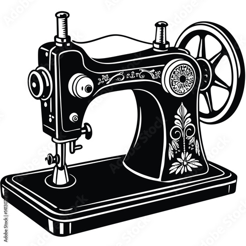 Vintage Sewing Machine Silhouette – Classic Tailor Tool Icon