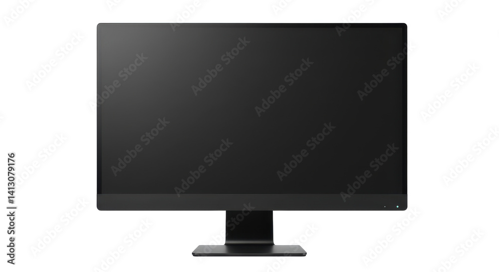 A black computer monitor with a blank screen is isolated on a black background in a studio shot A black computer monitor with a blank screen is isolated on a black background in a studio shot