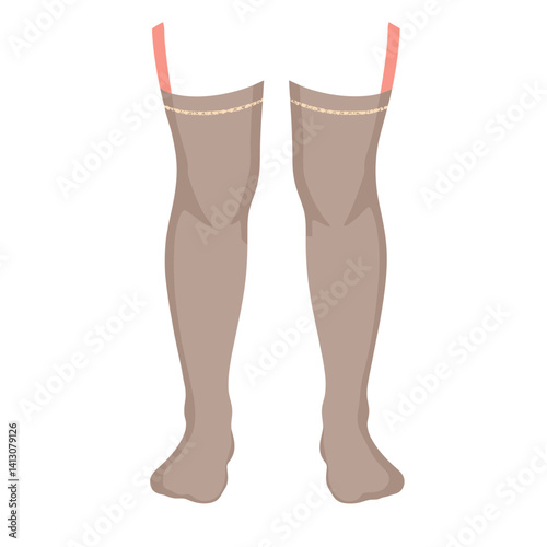 Stylish knee-high stockings in beige with pink accents  