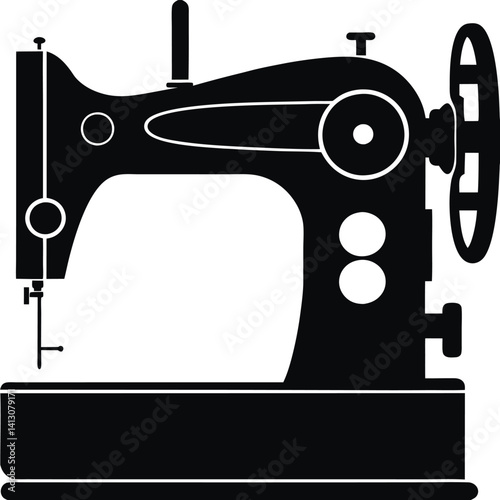 Vintage Sewing Machine Silhouette – Classic Tailor Tool Icon