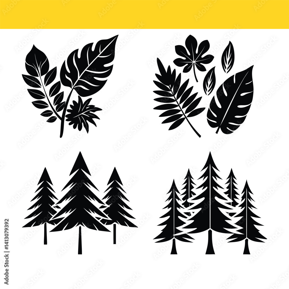 Tree Silhouette Vector Bundle | Nature, Forest & Botanical Elements Pack Tree Silhouette Vector Bundle | Nature, Forest & Botanical Elements Pack