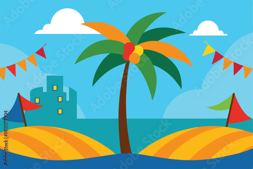summer landscape with palms