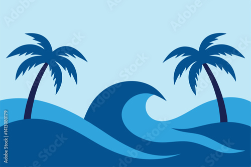 vector illustration of a tropical island