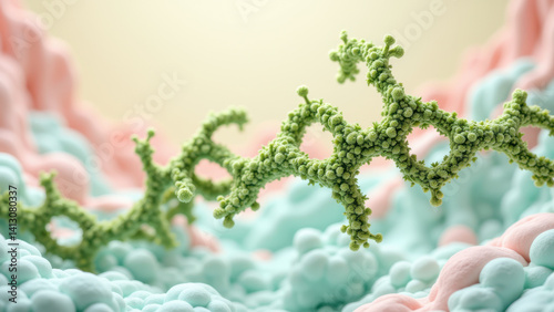 A close-up illustration of THC-A, or Tetrahydrocannabinolic acid crystals on a surface with varying colors and textures. photo