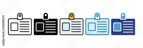 Id Card Icon Set Multiple Style Collection