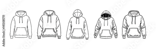 Hoodie Outline Vector Set