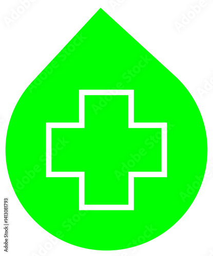 Icon of a location pin with a medical cross symbol representing a healthcare facility hospital location or medical service point. editable stroke, with transparent background.