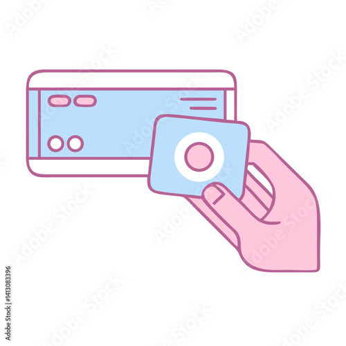Hand making cashless payment with credit card  