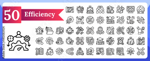 Efficiency Icons Set of 50 containing management, optimization, and productivity