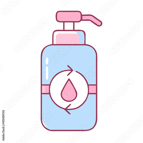 Refillable bottle with pump, eco-friendly design in pastel colors  