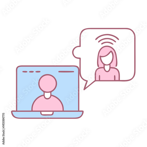 Remote therapist communicating with client via video chat  
