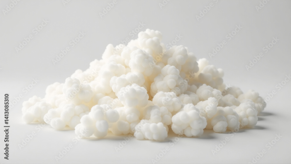 Pile of Soft, Loose Kapok Fiber Filling Against a Minimalist Background - Product Ingredient Shot