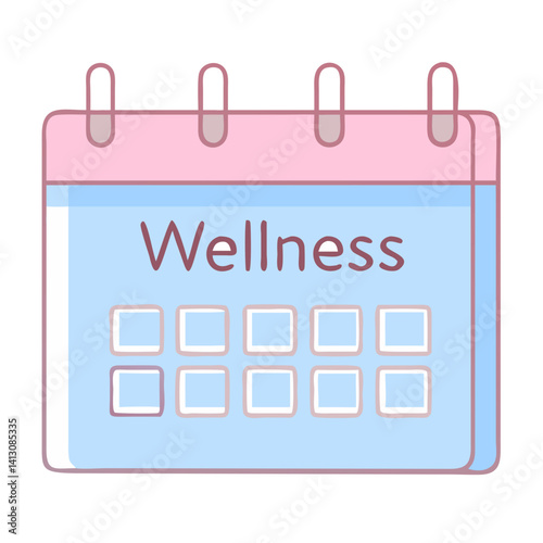 Wellness Calendar Icon in Pastel Colors for Health Tracking  
