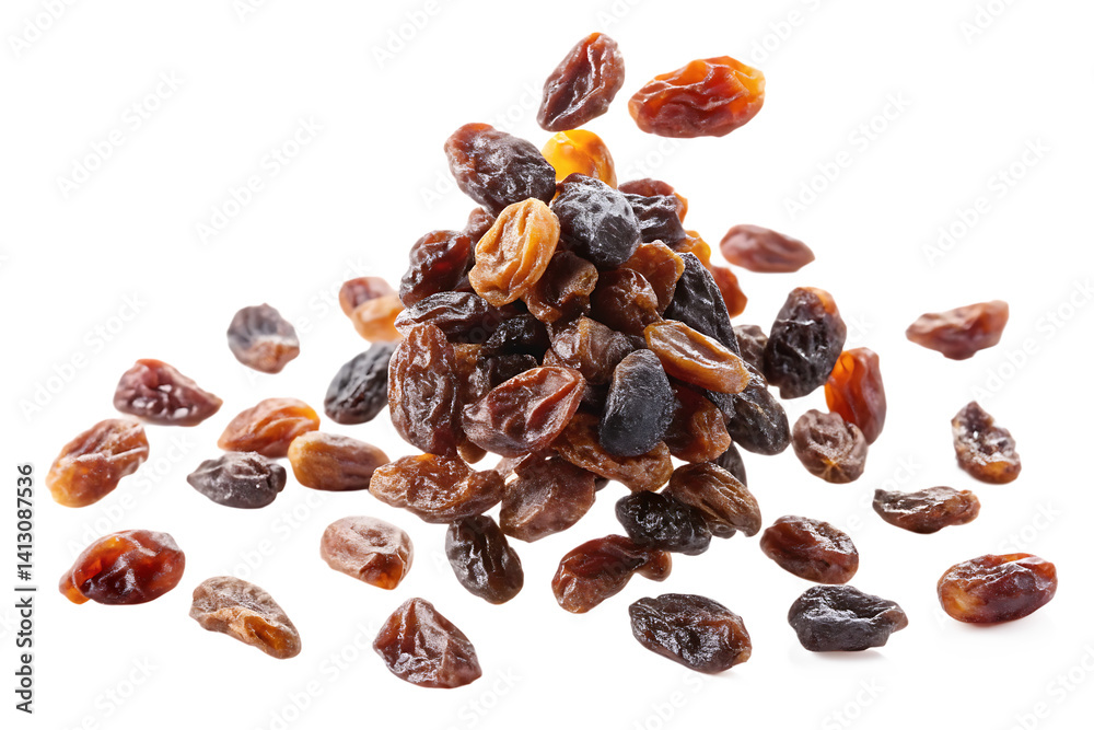 Fototapeta premium Set of Falling raisin isolated on white background PNG