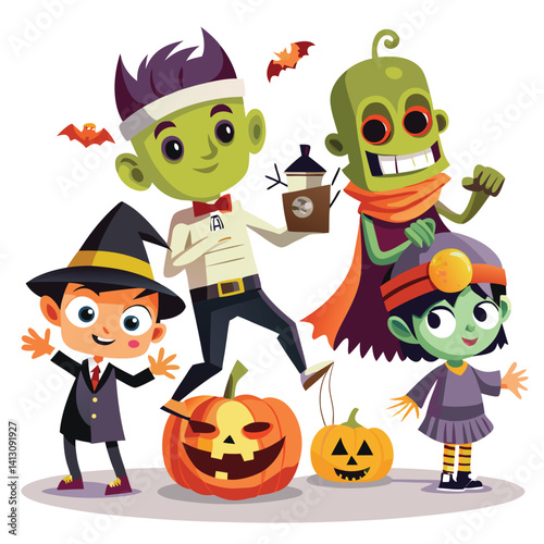 Halloween Playing pranks isolated on white background
